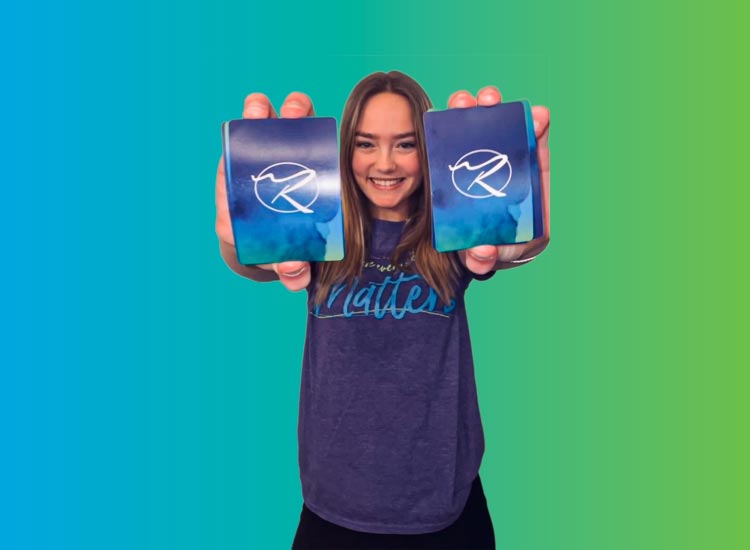 April holding Deck of Cards
